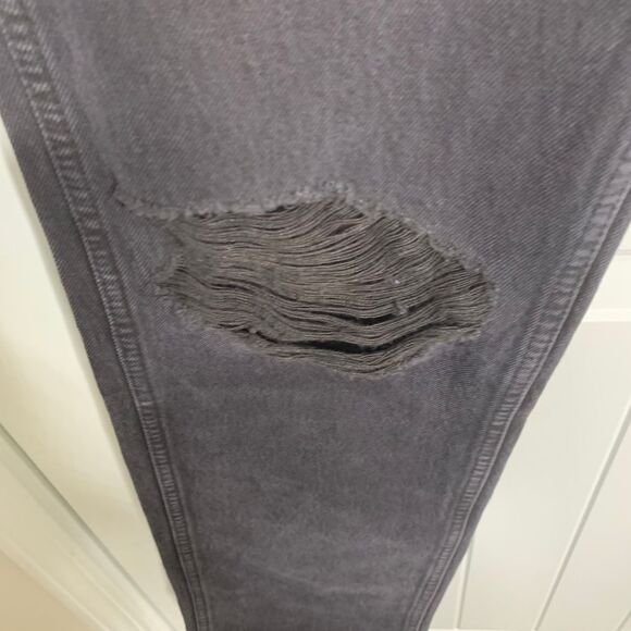 Re Done 90s straight high rise loose‎ long black ripped distressed jeans size 24 - Picture 4 of 11